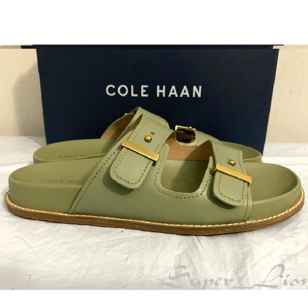 NEW Cole Haan Women's Marisol Footbed Oil Green Leather Sandals - Picture 4 of 8